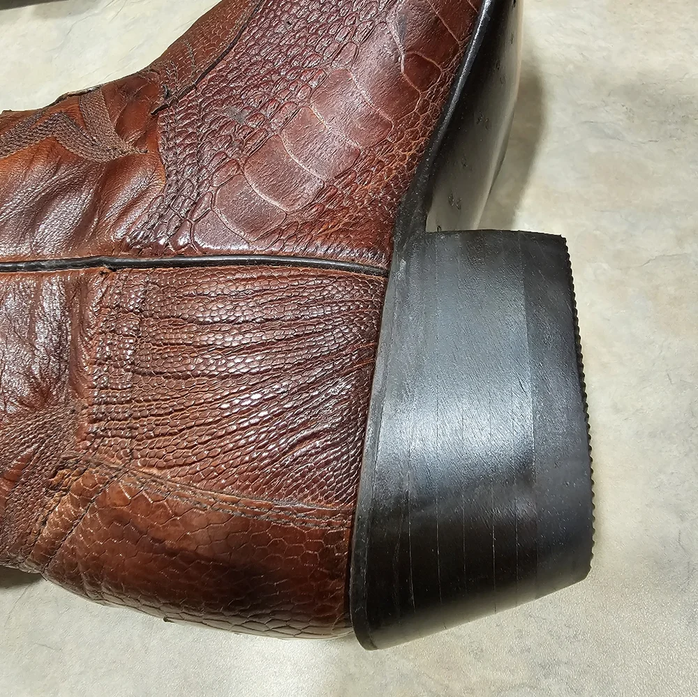 NEW Mens 11 D Dan Post Brown Genuine OSTRICH LEG Square Toe Western Cowboy Boots - Picture 10 of 13